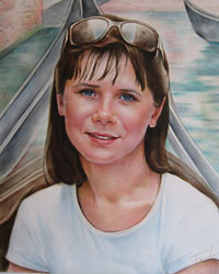 портрет девушки в лодке