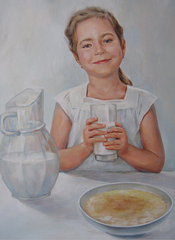 портрет девочки масло